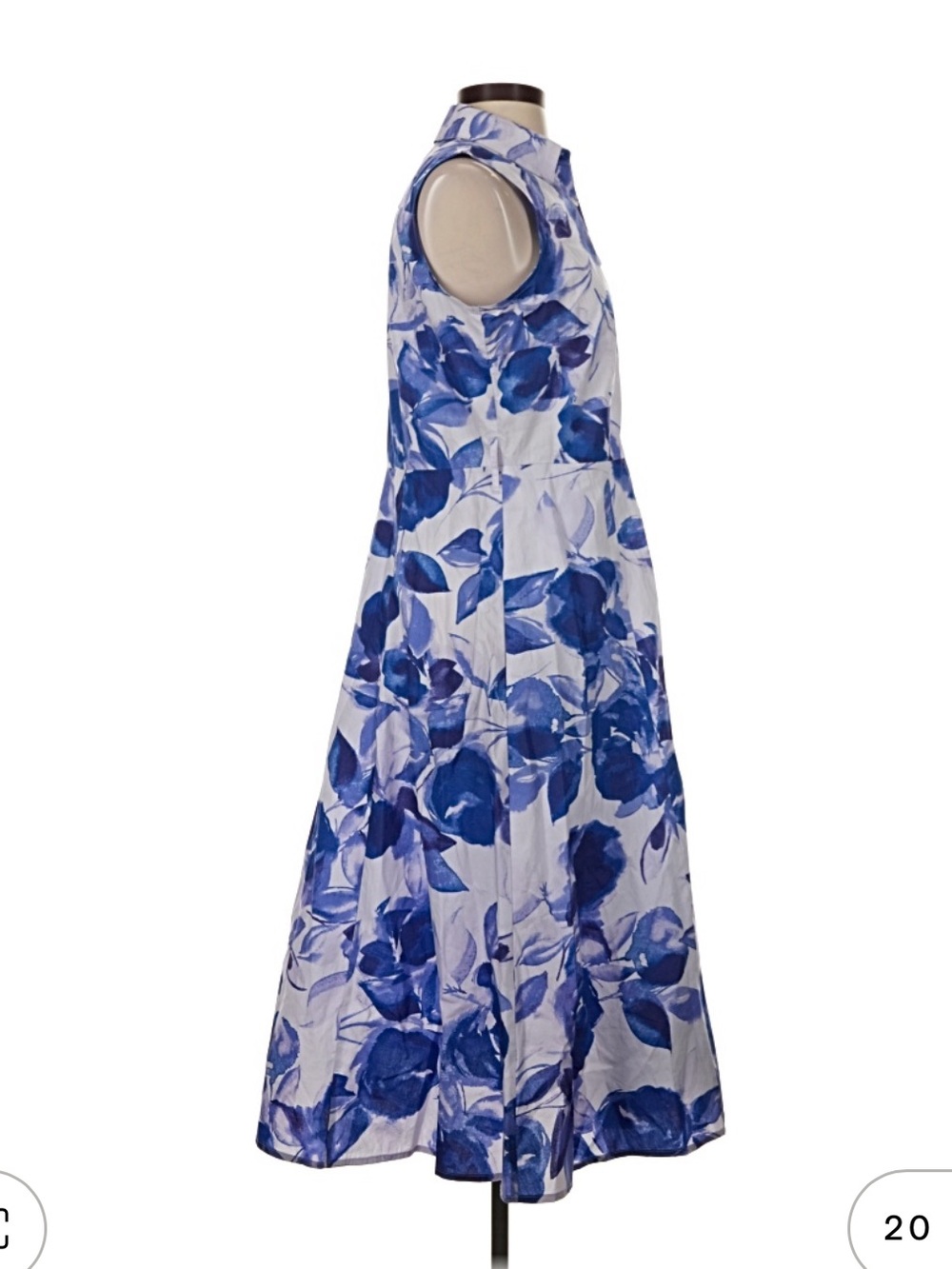 Calvin Klein White Maxi Dress with Blue Floral Print - Picture 3 of 10